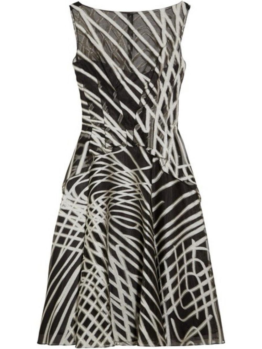 Lela Rose Black and White Abstract A-Line Dress